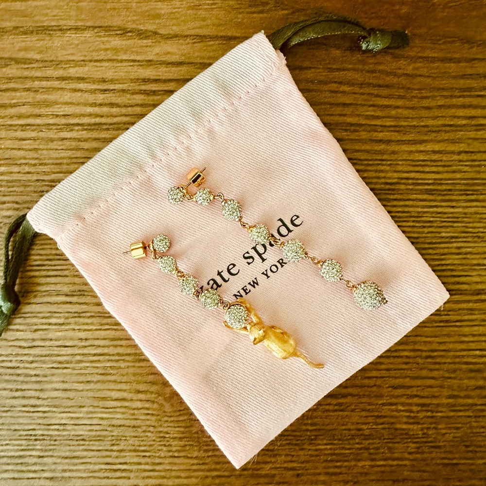 kate spade house cat linear pave earrings